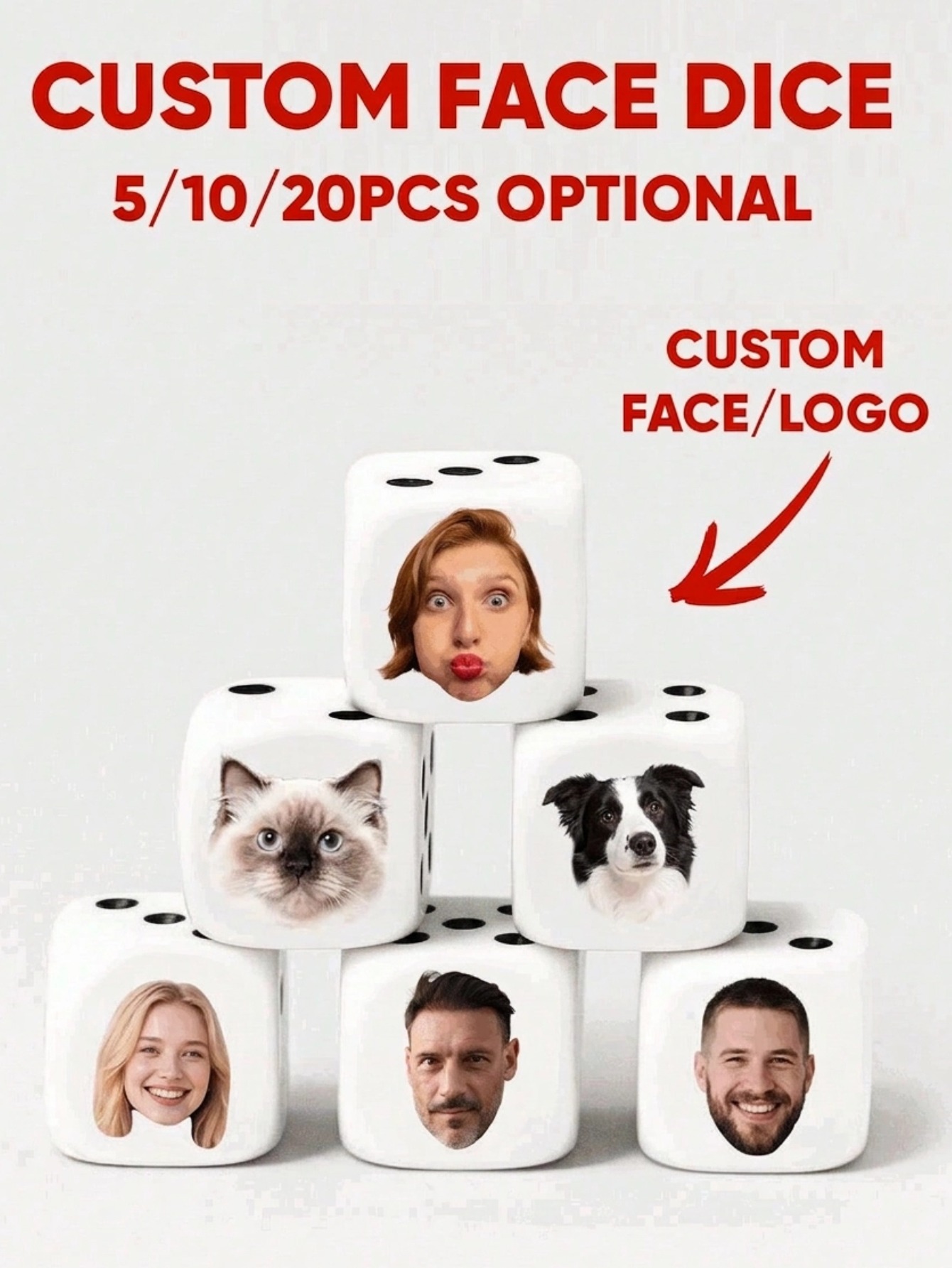Party Games Groups - Dadi Personalizzati con Volti, Dadi Divertenti