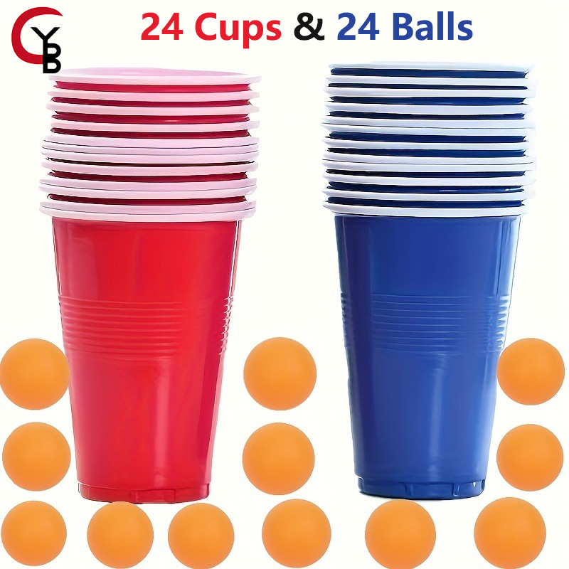 Party Games Jenga - YANBIGUO Beer Pong Game Set 24